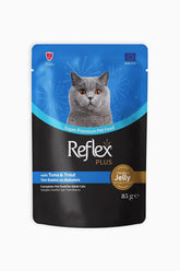 Reflex Plus Ton Balıklı & Alabalıklı Jelly Soslu ve Et Parçacıklı Yetişkin Kedi Yaş Maması 85 gr